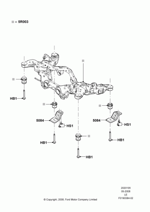 Rear Suspension Frame Mounting, 4WD; 05/MAY/2008-06/FEB/2012