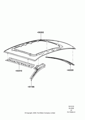 Roof - Sheet Metal, With Two Glass Sunroofs; 05/MAY/2008
