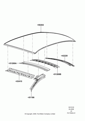 Roof - Sheet Metal, Less Sun Roof; 05/MAY/2008
