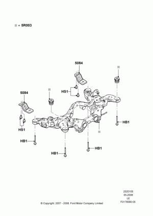 Rear Suspension Frame Mounting, LHD 2WD (Front Wheel Drive); 05/MAY/2008-06/FEB/2012