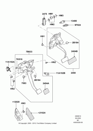Brake and Clutch Controls, All LHD Territories; 12/JUN/2000-01/MAY/2006