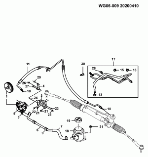 STEERING PUMP RESERVOIR & HYDRAULIC LINES (L2B)