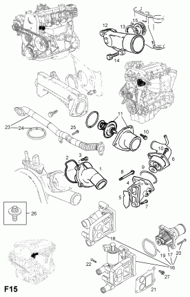 ТЕРМОСТАТ, КОРПУС И ВЫПУСКНОЙ ВОДЯНОЙ КАНАЛ