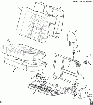 SEAT ASM/REAR-60% BACK DETAIL (AM7, TRIM H2Q, H2R)