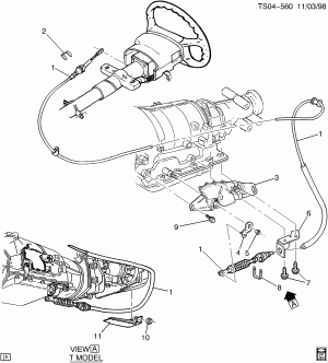 SHIFT CONTROL CABLE MOUNTING/AUTOMATIC TRANSMISSION (EXC FRT FLOOR SHIFT CONSOLE D07)