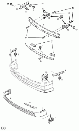 ДЕРЖАТЕЛЬ ПАНЕЛИ ПЕРЕДНЕГО БАМПЕРА (ПРОДОЛЖ.)