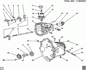 5-SPEED MANUAL TRANSMISSION (M50) PART 1 CASE & RELATED PARTS