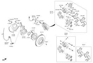 Ступица переднего колеса и колёсный тормоз