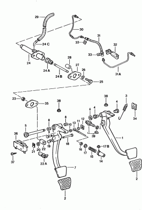 Педальный узел тормоза и сцепления