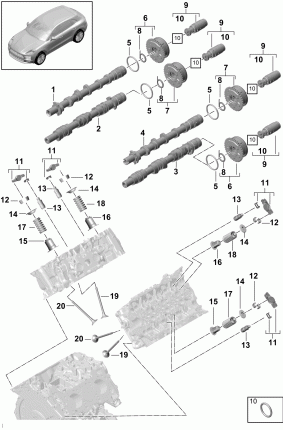 Pаспределительный вал, клапаны