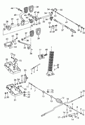 Педальный узел тормоза и сцепления