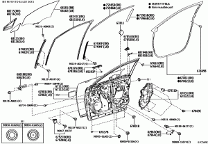 Передняя панель двери и стекло