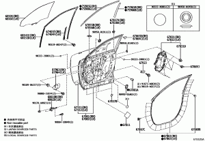Передняя панель двери и стекло