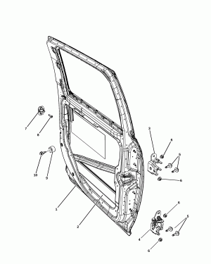 REAR DOOR, SHELL AND HINGES