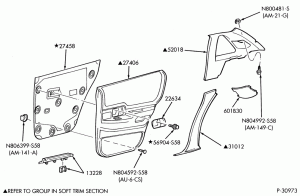 SOFT, INTERIOR TRIM-Interior trim panels & related parts - B/T 54 - Ford - Rear