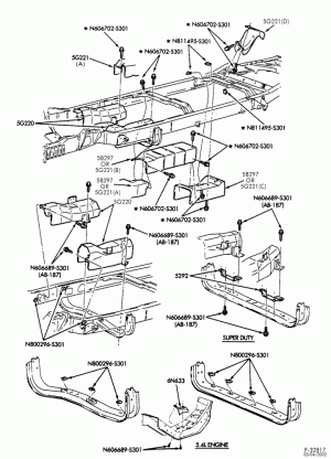 SPRING, STABILIZERS, REAR SUSPENSION-Exhaust system - shields - frame mounted - 6 cyl. 4.2L, 8 cyl. 4.6L, 5.4L & 10 cyl. 6.8L-E150/550
