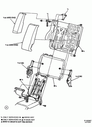 SEATS AND SEAT BELTS-Rear seat parts - B/T 74 - split folding - with child seat - Page C