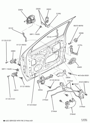 BODY SIDES AND QUARTER-Front door - handle, hinge & latch parts-DM