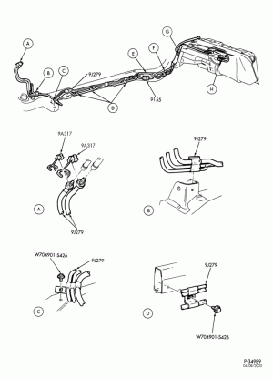 MANIFOLDS, THERMOSTATS & EMISSION PARTS-Fuel system - line installation - Page A