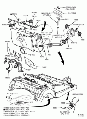 MANIFOLDS, THERMOSTATS & EMISSION PARTS-Fuel system - gas - tank installation