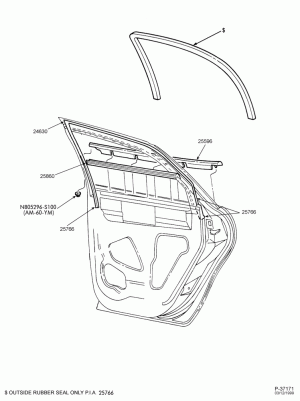 BODY SIDES AND QUARTER-Window parts - mouldings & related parts - rear door