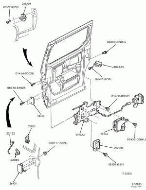 BODY SIDES AND QUARTER-Sliding side door - latches & lock assembly-DM