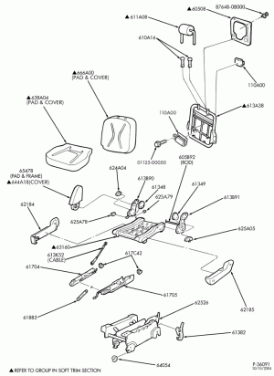 SEATS AND SEAT BELTS-Rear seat parts - bucket - R.H. - cloth-DM