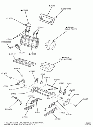 SEATS AND SEAT BELTS-Rear seat parts - 3rd row - 3 pass. bench - cloth-DM