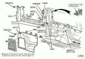 SOFT, INTERIOR TRIM-Interior trim - L.H. rear quarter - rear - exc. ext. wagon-E150/450