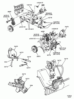 STEERING-Power steering system - Pump installation - 6 cyl. 4.9L-E150/350,E(Super Duty)
