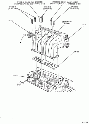 8 CYL. 5.8L - GAS-Manifold & related parts - intake - under 8500# G.V.W.