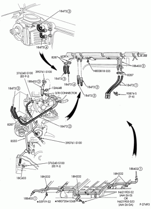 HEATERS-Heater hoses - 8 cyl. 5.8L - without a/c - with aux. heater-E250/350,E(Super Duty)