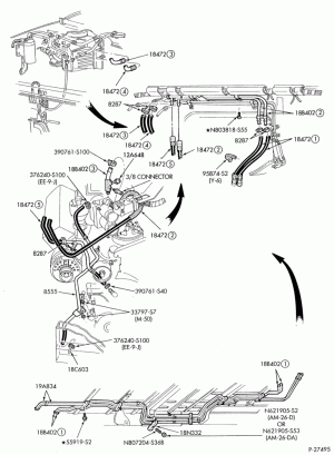 HEATERS-Heater hoses - 8 cyl. 5.8L - with aux. a/c - with aux. heater-E250/350,E(Super Duty)
