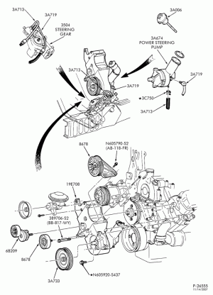 STEERING-Power steering system - Pump installation - 8 cyl. 7.3L - Diesel-E250/350,E(Super Duty)