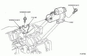 DISTRIBUTOR AND IGNITION SYSTEM-Starter motor installation - 6 cyl. 2.5L