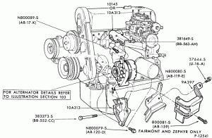DISTRIBUTOR AND IGNITION SYSTEM-Alternator mounting brackets- 4 cyl. 140 (2.3L) - w/o P/S