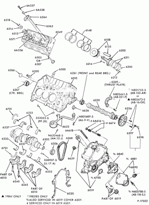 6 CYL. 3.8L (230 C.I.D.)-Cylinder block- internal parts