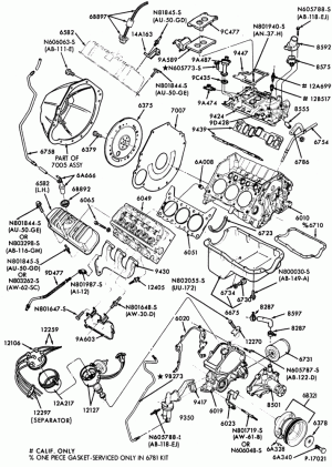 6 CYL. 3.8L (230 C.I.D.)-Cylinder block- external parts