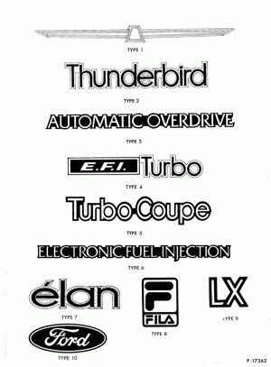 NAME PLATES AND ORNAMENTS - 1984 THUNDERBIRD