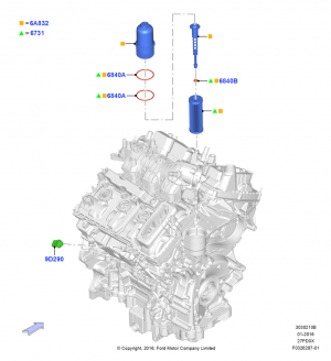 Oil Cooler and Filter, 2.7L DOHC 4V DI GT V6 GAS/FFV; 30/MAY/2016-05/AUG/2019