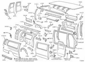 SHEET METAL-Upper body sheet metal parts - Super Van/Wagon - sliding door - R.H.-E150/450