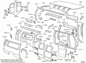 SHEET METAL-Upper body sheet metal parts - Super Van/Wagon - hinged doors - R.H.-E150/450