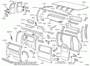 SHEET METAL-Upper body sheet metal parts - exc. Super Van/Wagon - sliding door - R.H.-E150/350
