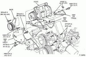 AIR CONDITIONER-Compressor Installation - integral- 8 cyl. 302
