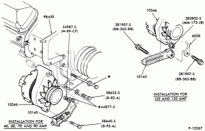 ALTERNATOR MOUNTING PARTS-B-C-CT-F-FT-L-LTS600/800- 8 cyl. 370 and 429 gas