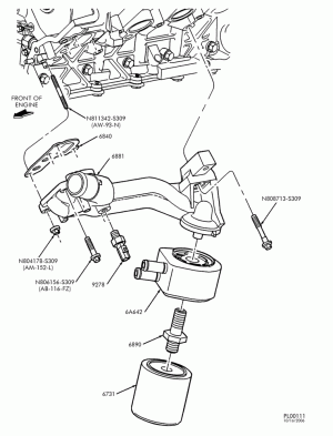 8 CYL. 5.4L - SOHC-Oil filter adaptor - with rear-block mounted oil filter-TN