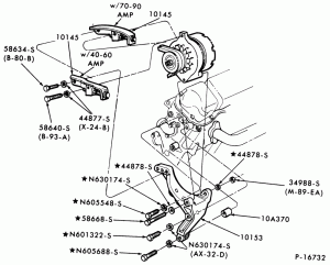 ALTERNATOR MOUNTING PARTS-LN600/800-8 cyl. 501 (990) Detroit diesel-Motorcraft