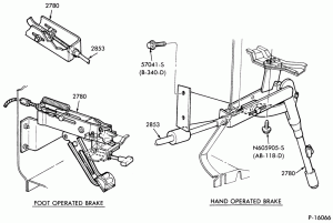 PARKING BRAKES-Parking brake system - lever - trans. mounted-B/T 81 cab models-F-FT600/800