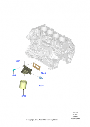 Oil Cooler and Filter, 2.5L Duratec (110kW/150PS), 2.5L Duratec FFV (125kW/170PS); 13/AUG/2012