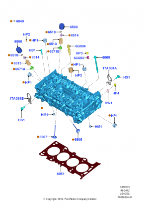 Cylinder Head, 2.5L Duratec (110kW/150PS), 2.5L Duratec FFV (125kW/170PS); 13/AUG/2012